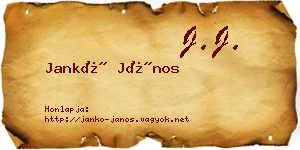 Jankó János névjegykártya